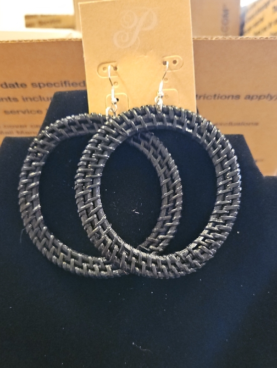 Plunder Jewelry - Plunder Black Woven Hoop Earrings